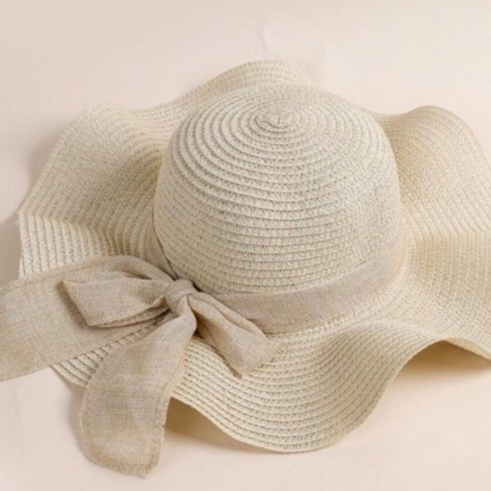 👒🎀👒 Elegant Cream Sun Hat with Burlap Bow 👒🎀👒
